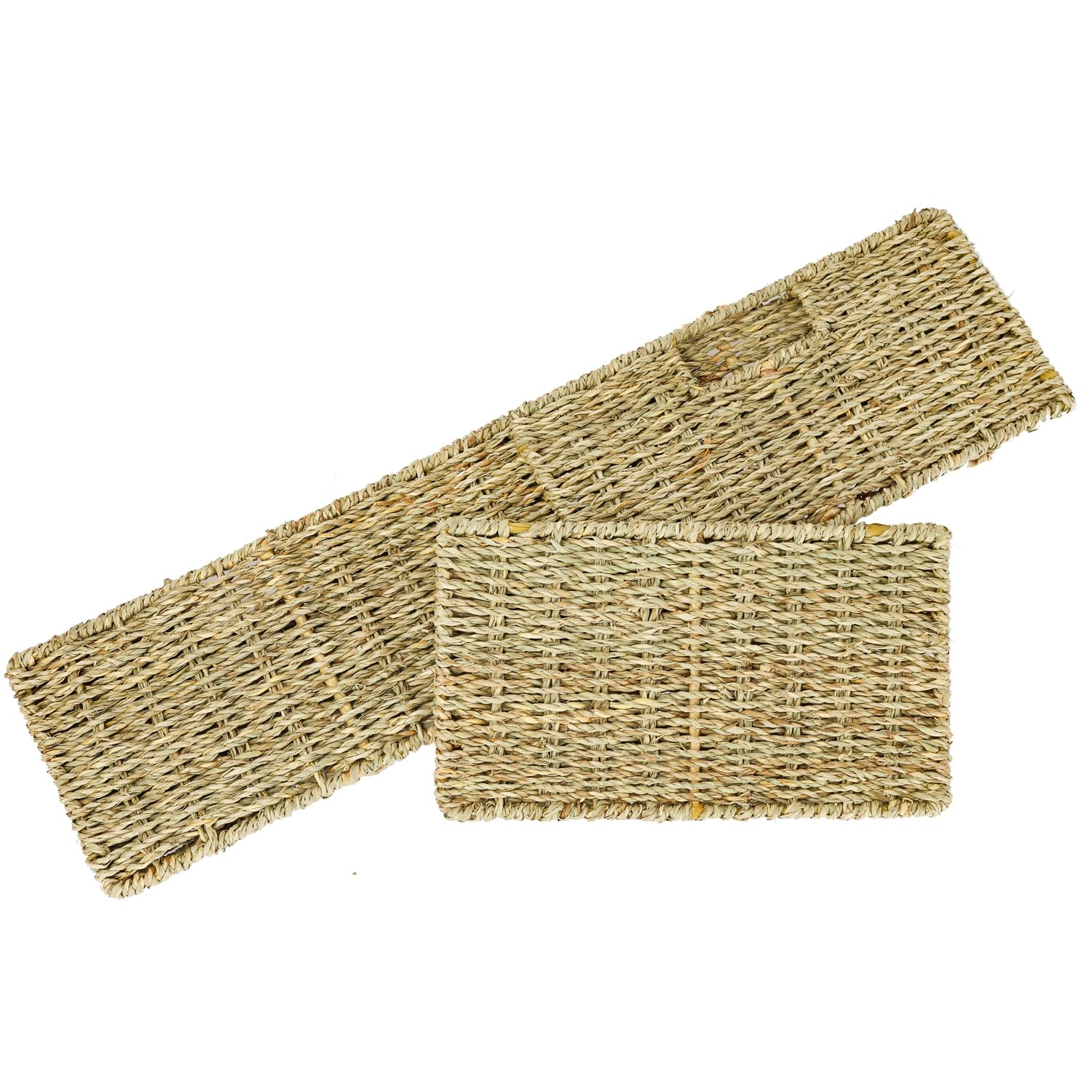 HMF Opbergmand, gevlochten van zeegras, set van 4, geschikt voor Kallax half vak, 30 x 34 x 15 cm
