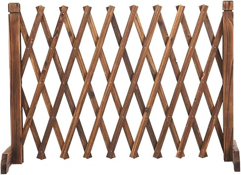 Solid Wood Expanding Fences, Retractable Movable Temporary Screen, Freestanding Expanding Patio Fence Panels Gate for Yard Garden, 4 Heights Color Brown, Size 127cm