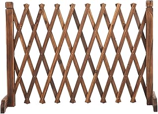Solid Wood Expanding Fences, Retractable Movable Temporary Screen, Freestanding Expanding Patio Fence Panels Gate for Yard Garden, 4 Heights (Color : Brown, Size : 127cm)