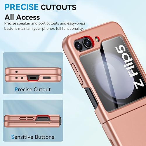 Miniatura 3 de Vizvera Funda para Samsung Galaxy Z Flip 5 con protección de pantalla, Flip z 5 Slim HD, funda protectora transparente antiarañazos, a prueba de