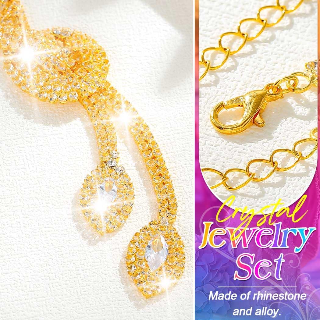 Kilshye Rhinestone Jewelry Set Bridal Wedding Necklace Earring Sets Prom Costume Jewelry for Women - Image 6