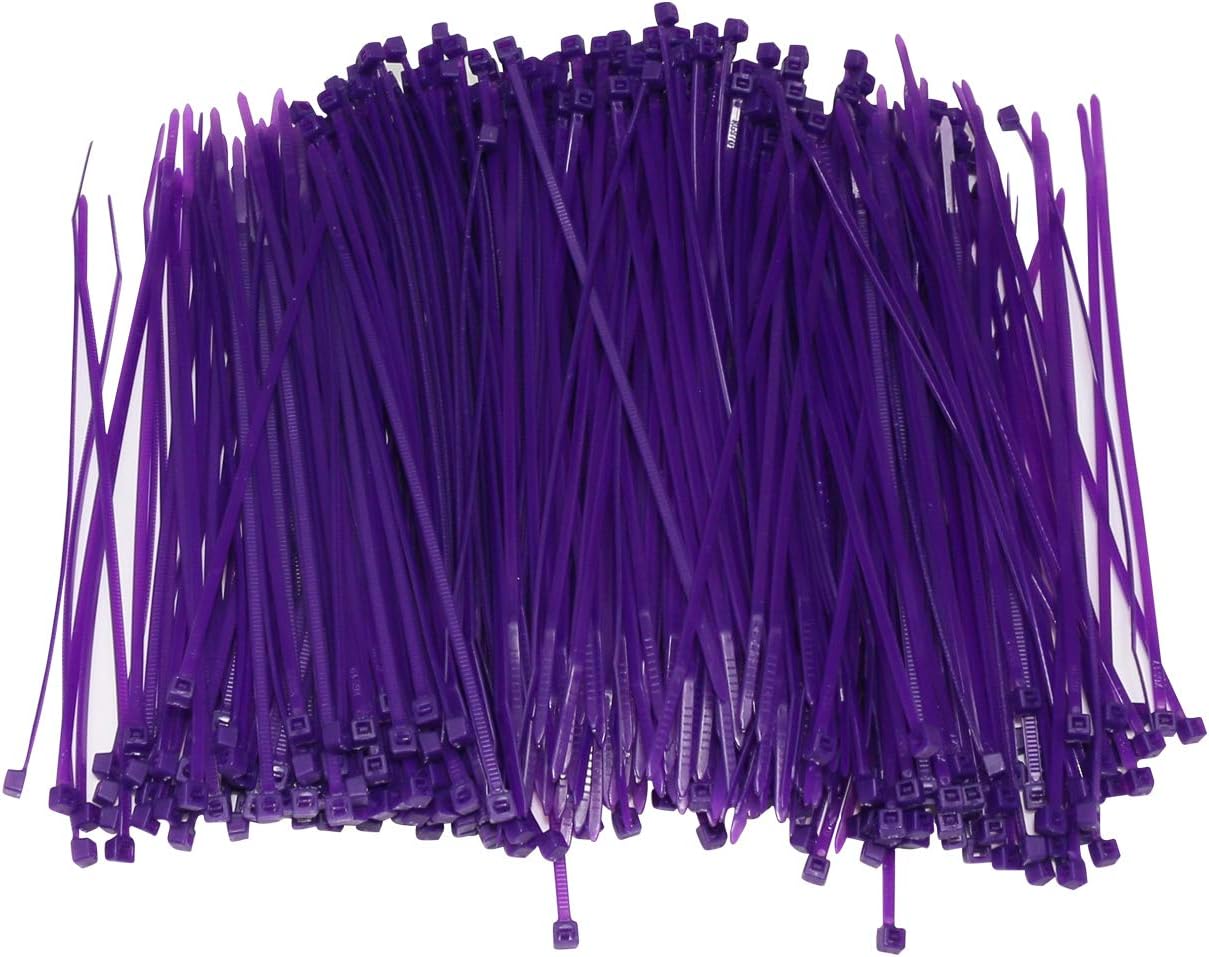 Self Locking Wire Cable Zip Tie 1000 Pcs Fasten Wrap 4inch Nylon(Purple)