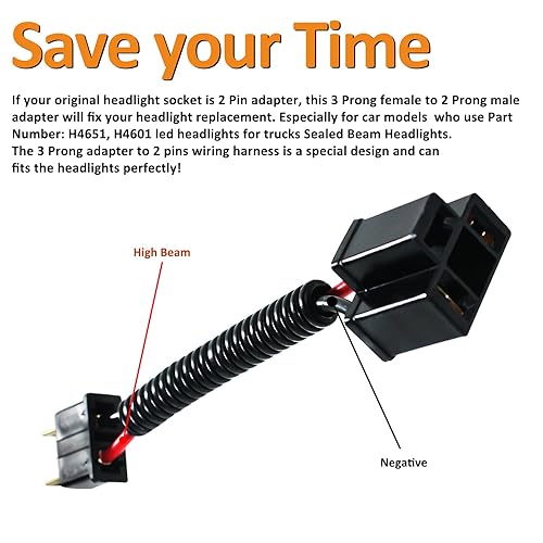 Miniatura 3 de Arnés de cableado de 3 clavijas a 2 clavijas, arnés de 3 pines hembra a 2 pines macho adaptador convertidor kit para H4651, H4601 Plug and Play para