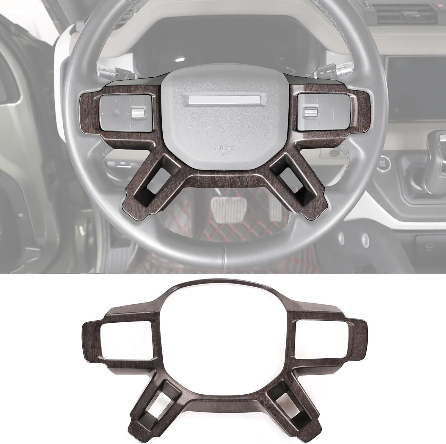 Steering Accessories for Land Rover Defender 2020 2021 2022 2023 Accessories, ABS Material Car Interior Trim (Oak Grain)