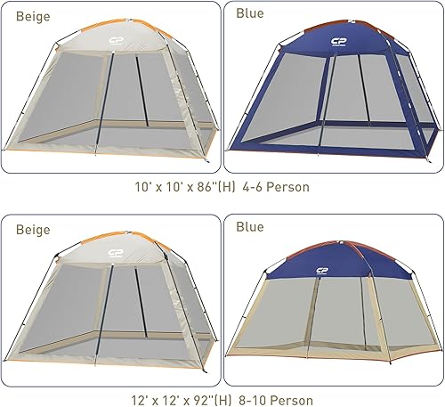 Miniatura 3 de CAMPROS CP Tienda de campaña para 4 personas, tiendas de campaña de 10 x 10 pies con pantalla para patio, actividades de campamento al aire libre