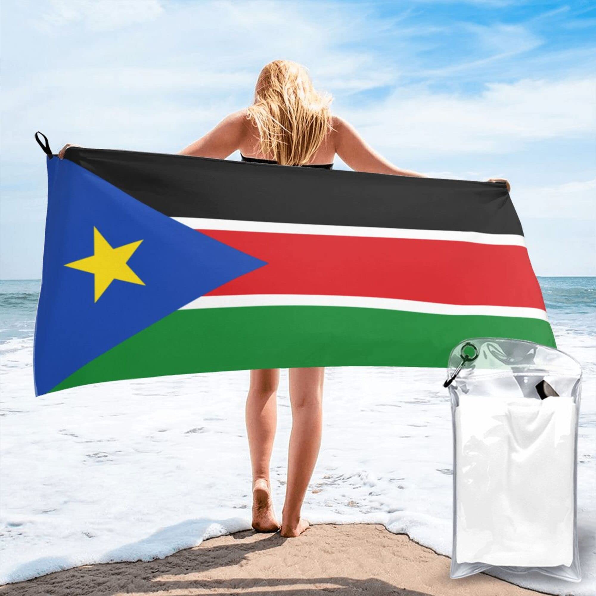 Lsjuee South Sudan Flag Microfiber Beach Towel-Quick Dry Oversized Towels Blanket for Travel Pool Camping
