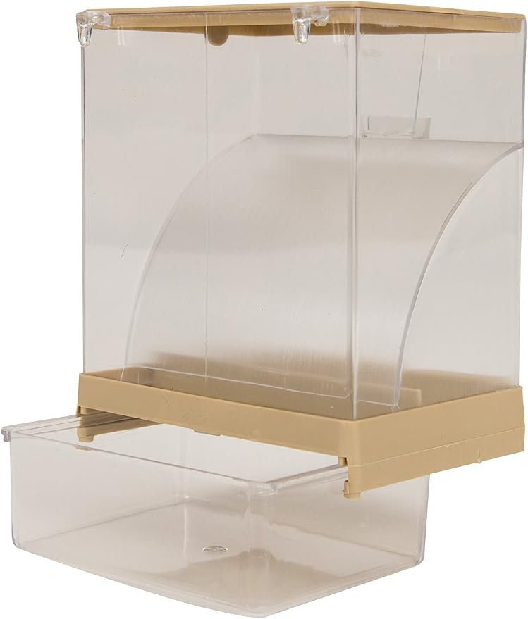 Tyrol | Mangeoire Oiseaux Anti-Gaspillage 10.5x8.2x14.5cm | Mangeoire Oiseaux avec Bac de Récupération des Graines et Tiroir à Déchets | Accessoire à Fixation Intérieure et Extérieure de la Cage