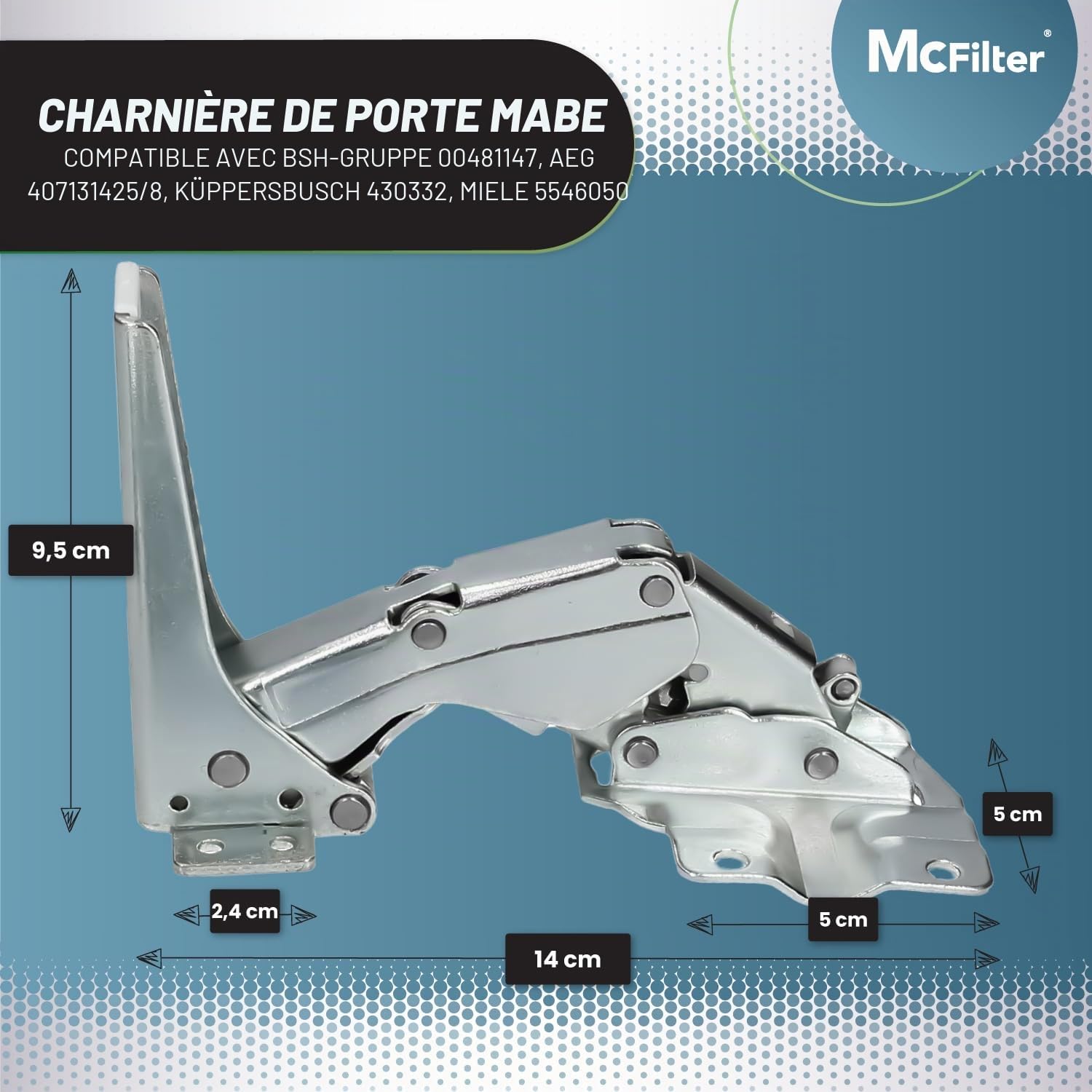 McFilter I 2x charnière de réfrigérateur compatible avec Bosch Siemens Miele AEG Neff 00481147 481147 Neff AEG 407131425/8 Miele 5546050 00481145 00499570 00499569 Pièce de rechange