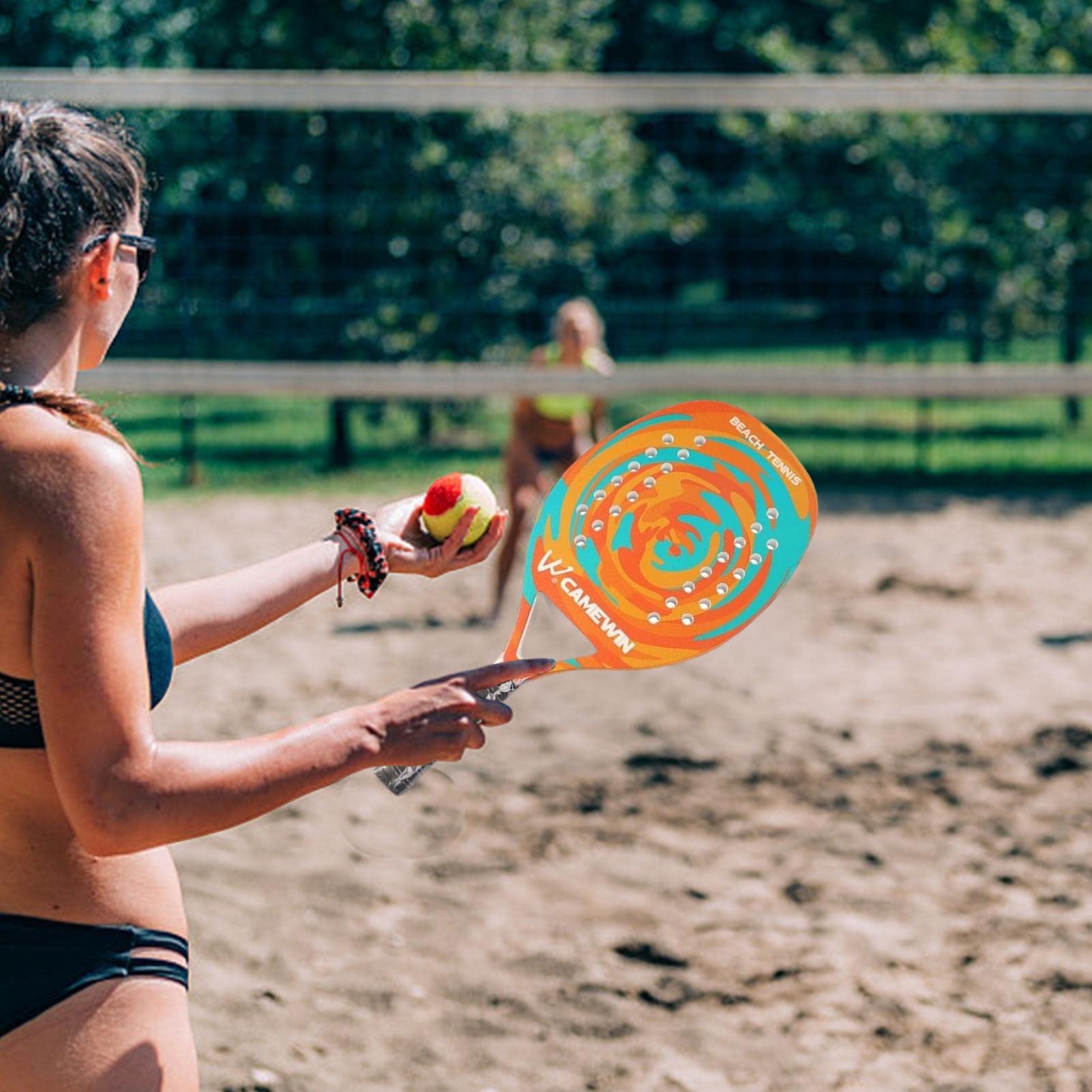 playa | Raqueta tenis carbono para adultos, profesional ligero espuma EVA con bolsa para pelotas playa interiores y exteriores, Lingjiong
