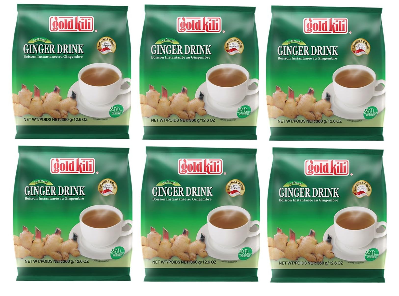 Zestaw 6 szt. Gold Kilii [6 x 20 x 18 g] Instant Imbir napój duże opakowanie Ginger Drink