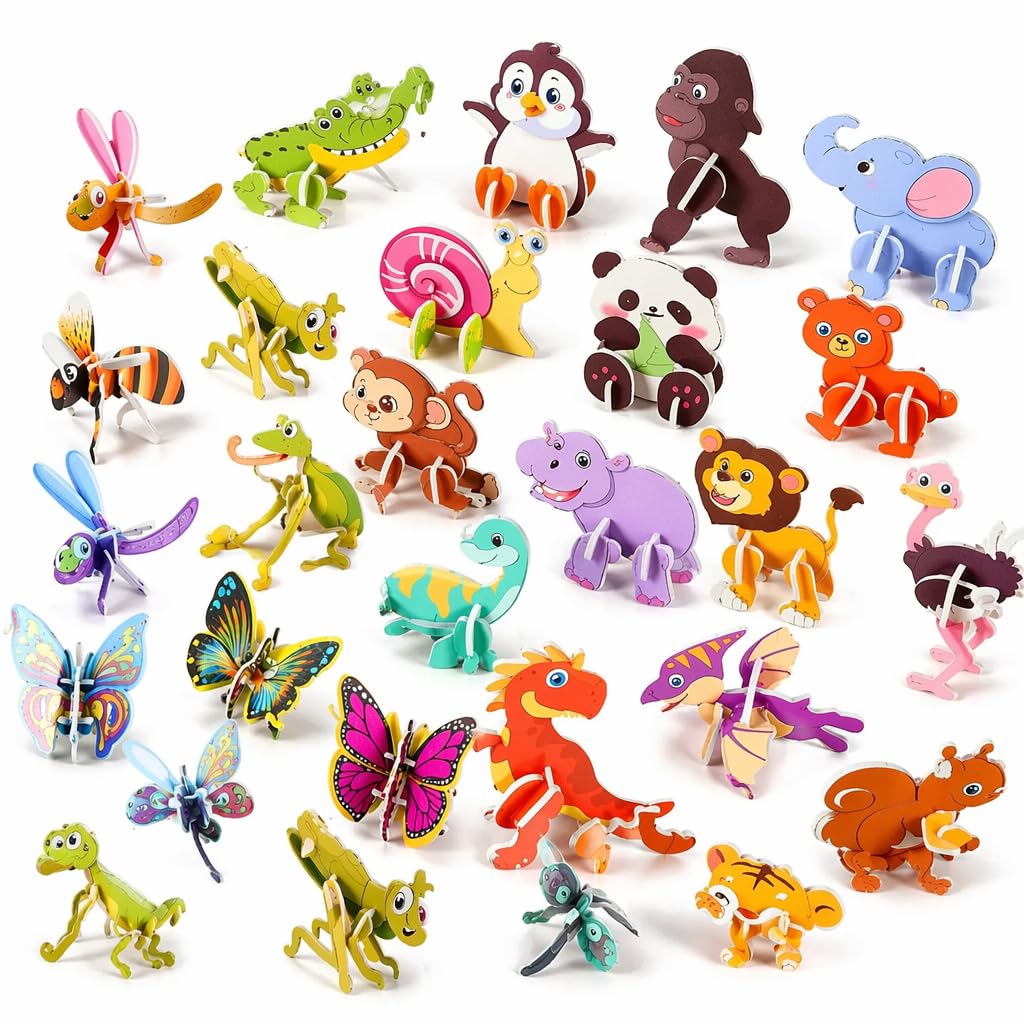 50pcs 3D Insect Paper Jigsaw Puzzle, Creative DIY Educational Insect Vehicle Puzzle Smart 3D Cartoon Puzzle, Glue Free Assembly Classroom & Family Party Gift Activity