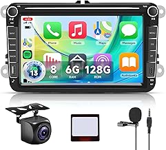 【8 Core 6+128G】 Hodozzy Carplay Car Radio for VW Passat Golf Seat Altea Skoda Octavia with USB/USB-C, 8 Inch Touch Screen Android Car Radio with Android Auto/WiFi/GPS/RDS/FM/Bluetooth/DSP
