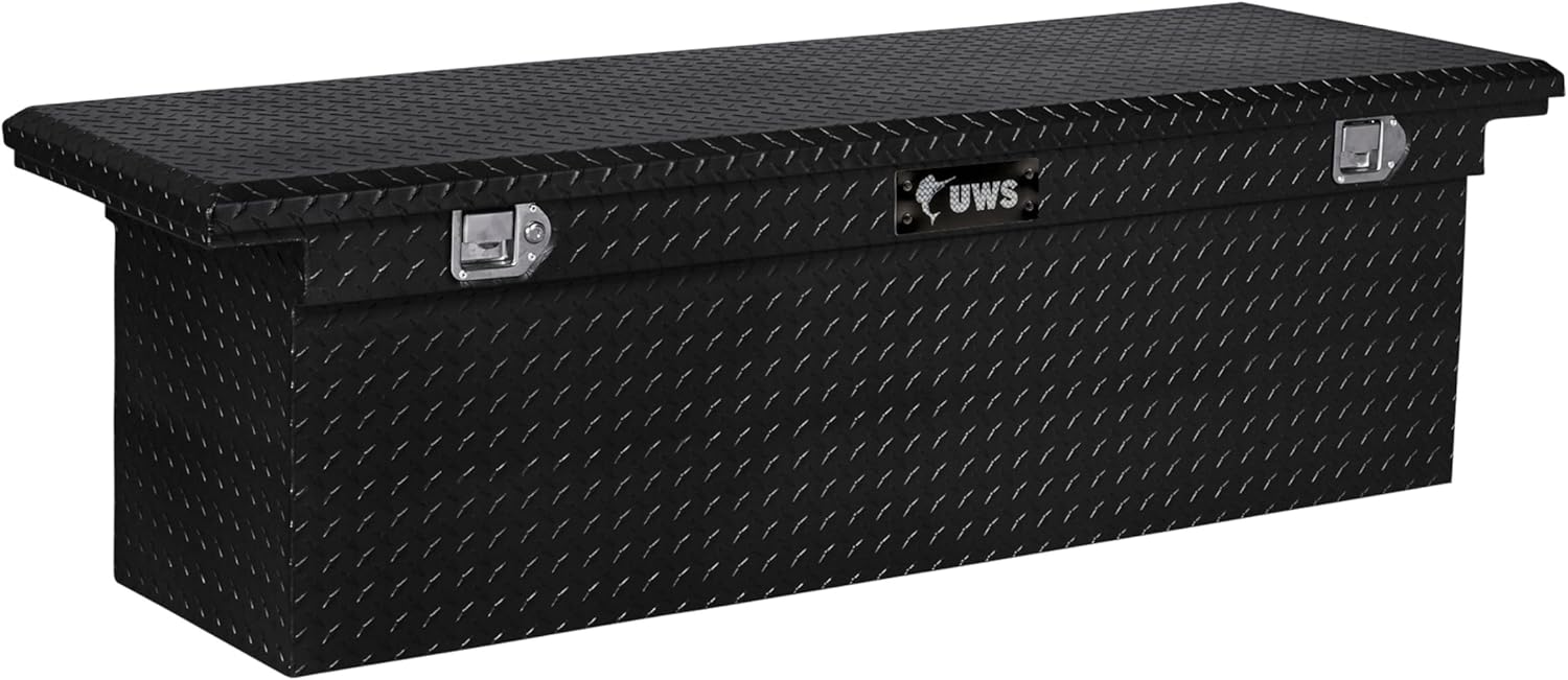 UWS EC10802 69-Inch Gloss Black Heavy-Wall Aluminum Deep Truck Tool Box with Low Profile, RigidCore Lid