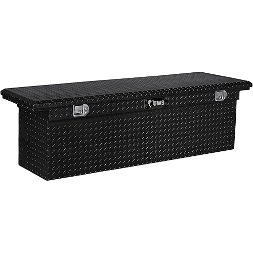 UWS EC10802 69-Inch Gloss Black Heavy-Wall Aluminum Deep Truck Tool Box with Low Profile, RigidCore Lid