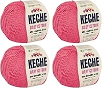 Vista 11 de Keche Hilo de algodón, 60% algodón, 40% hilo acrílico, hilo de algodón suave para crochet y tejer, hilo amigurumi, 1 madeja/bola, 1.76 onzas (50g)