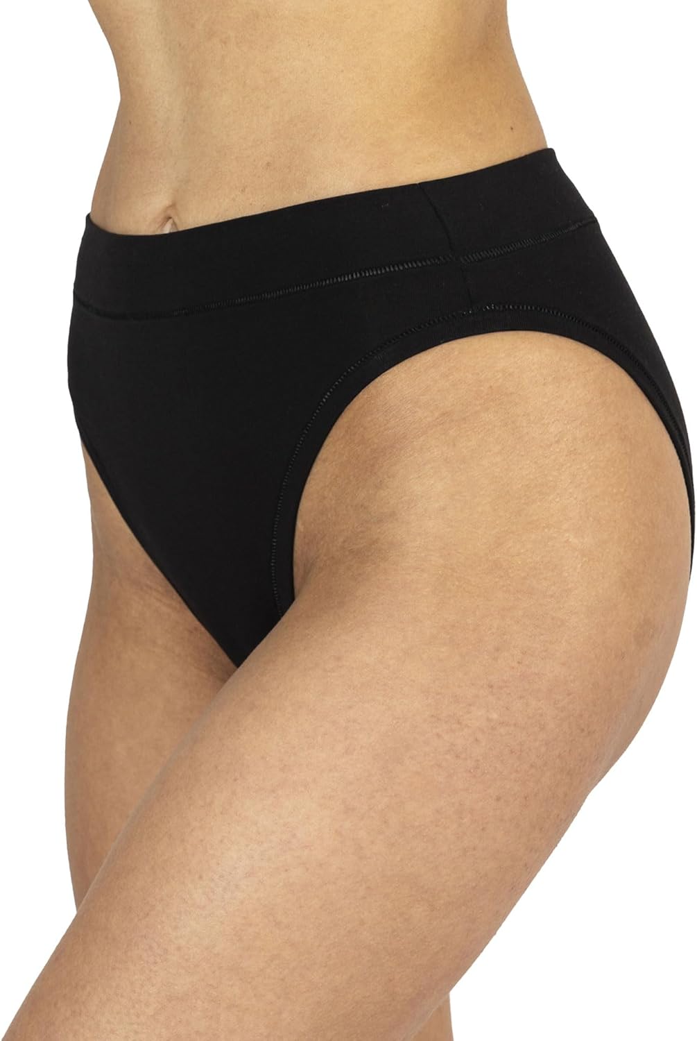 Organic Cotton Underwear Women's 3 Pack. High Waist, High Cut bikini brief. (Black 3Pack, Multi Colors 3Pack) - Image 3