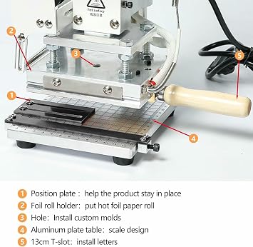 Digital Embossing Hot Foil Stamping Machine, with Holder Manual Tipper Stamper Heat Press Machine, for PVC Leather Pu and Paper