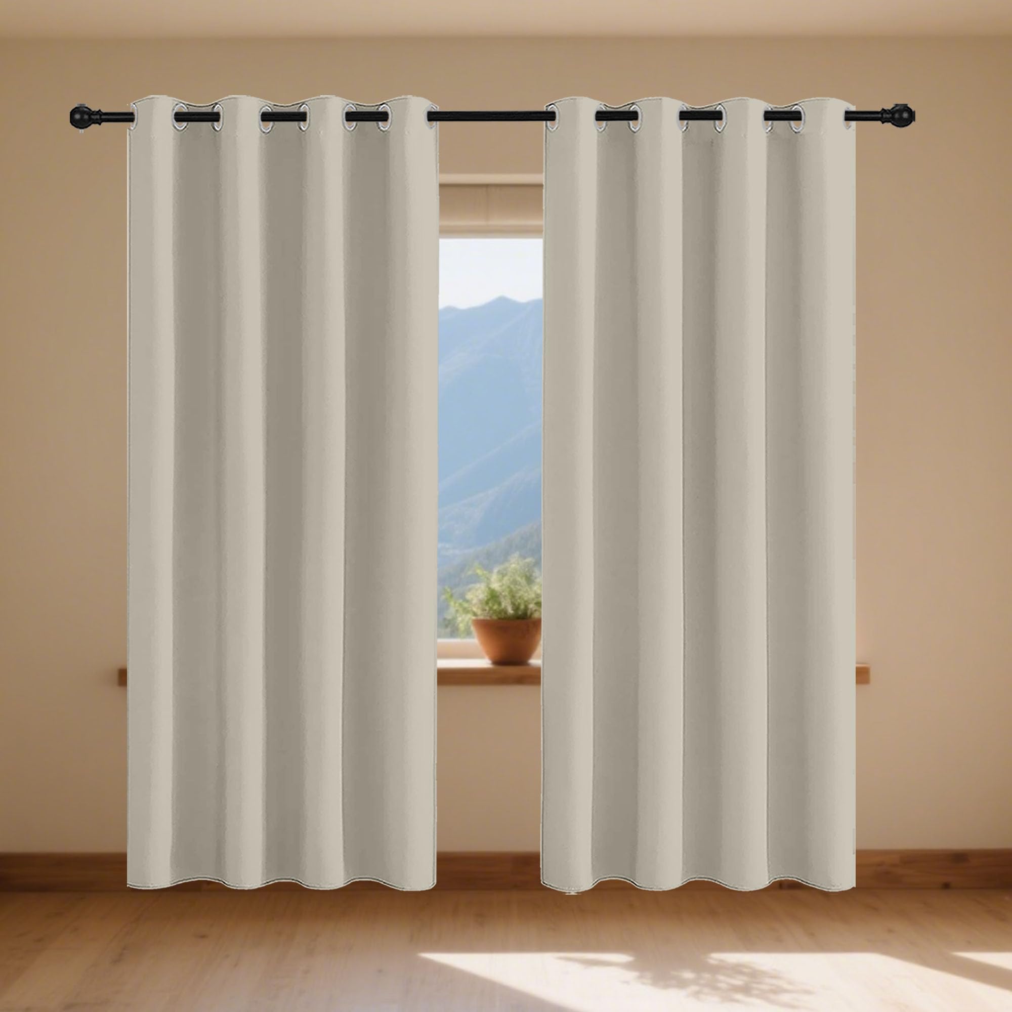 Rideaux froid avec oeillets pour salon et chambre beige 200x310 cm