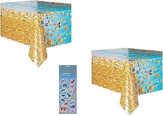 Unique Emoji Party Supplies Bundle Pack Includes Plastic Table Cover - 2 Pack
