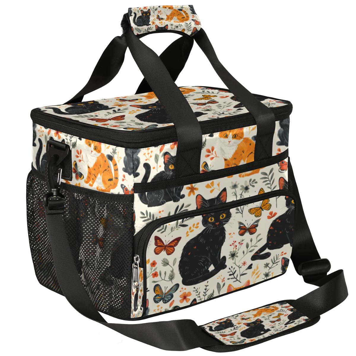 Insulated Picnic Backpack Lunch Box for Women Men Picnic Basket Tote Lunch Bag Picnic Bag Portable Lunch Bags for Picnic, Beach, Work, Trip,Office, Camp Halloween Decor Cat