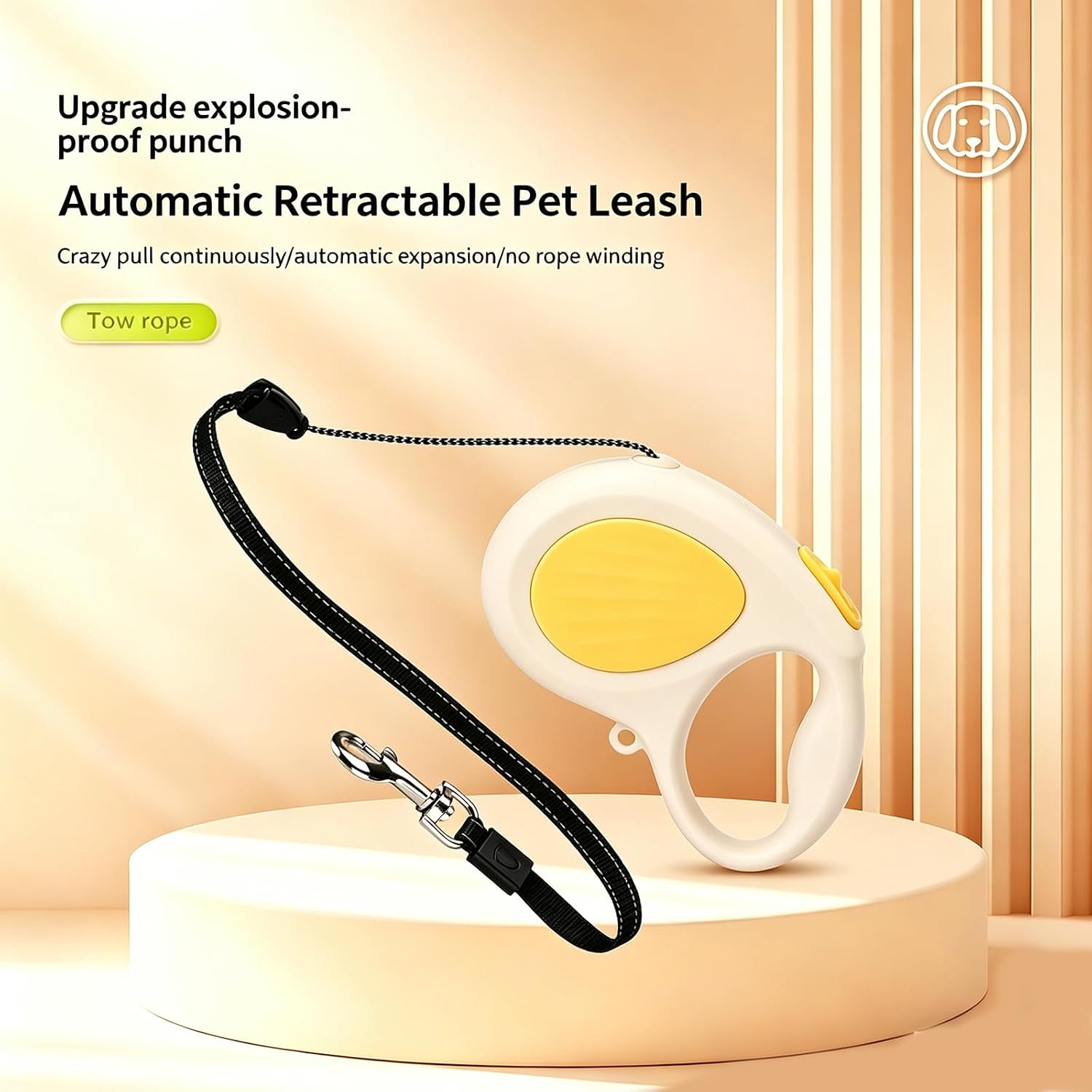 Retractable Dog Leash, Anti-Pull Reflective Pet Walking Rope for Cats | A 16.5ft heavy-duty braided rope and tangle-free round outlet ensure safer, smoother walks with this retractable dog leash