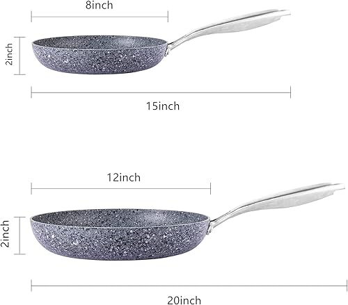 Miniatura 4 de Sartén antiadherente con tapa de vidrio, piedra no tóxica de granito, revestimiento ultra antiadherente derivado para cocinar utensilios de cocina