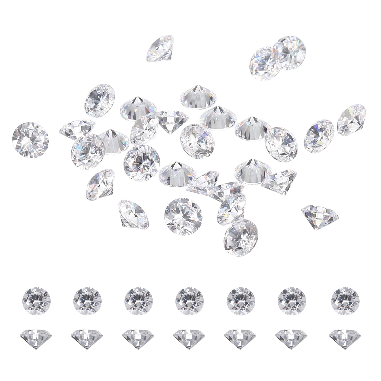 sourcing map Diamond Decoration Cubic Zirconia 4.0mm Clear 50Pcs