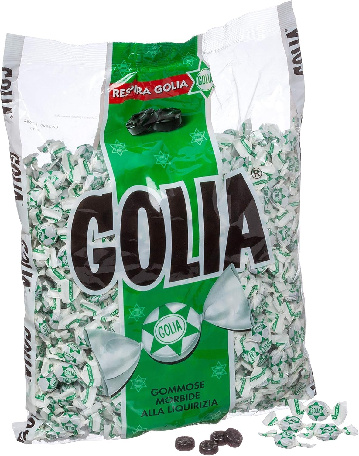 Italian Gourmet Caramelle gommose Farfallina Lakritz-Bonbons dolci 3 x 1kg | Aroma liquirizia, weiche Kaubonbon-Textur, einzeln verpackt für Party, Bar, Gesamtnettogewicht 3 kg + Kostenlos Polpa 400g