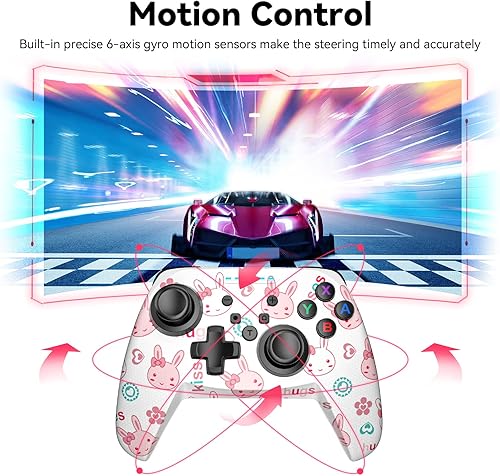 Vista 4 de Controlador inalámbrico para Nintendo SwitchLiteSwitch OLED, Gaming Pro Controller PC compatible con Wake-Up, Gamepad inalámbrico con giroscopio