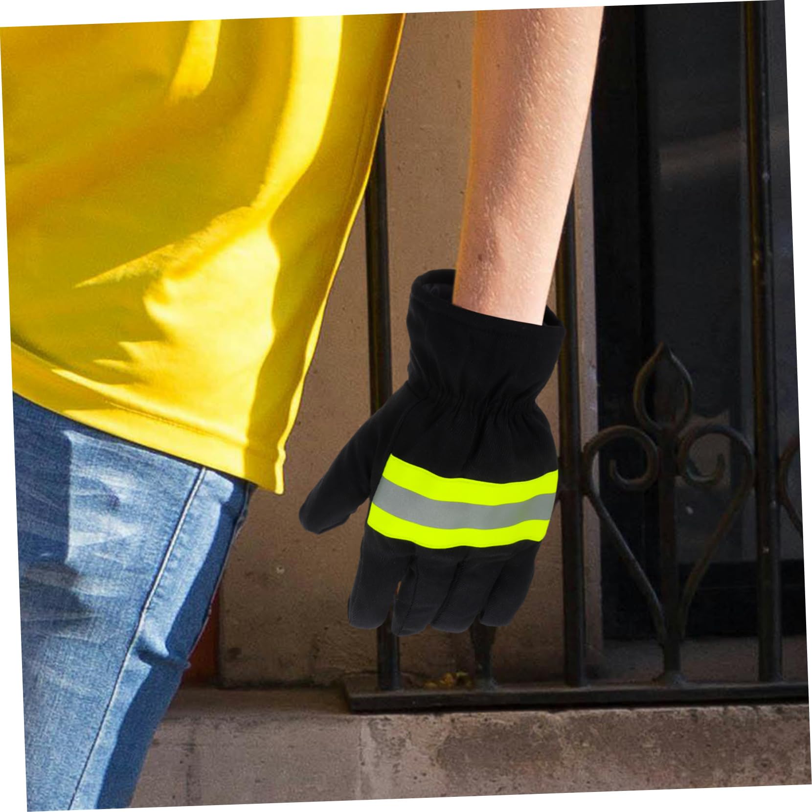 5 Pares Guantes Ignífugos Guantes De Trabajo Con Tira Reflectante De Bombero De Bombero De Trabajo Aislantes Algodón