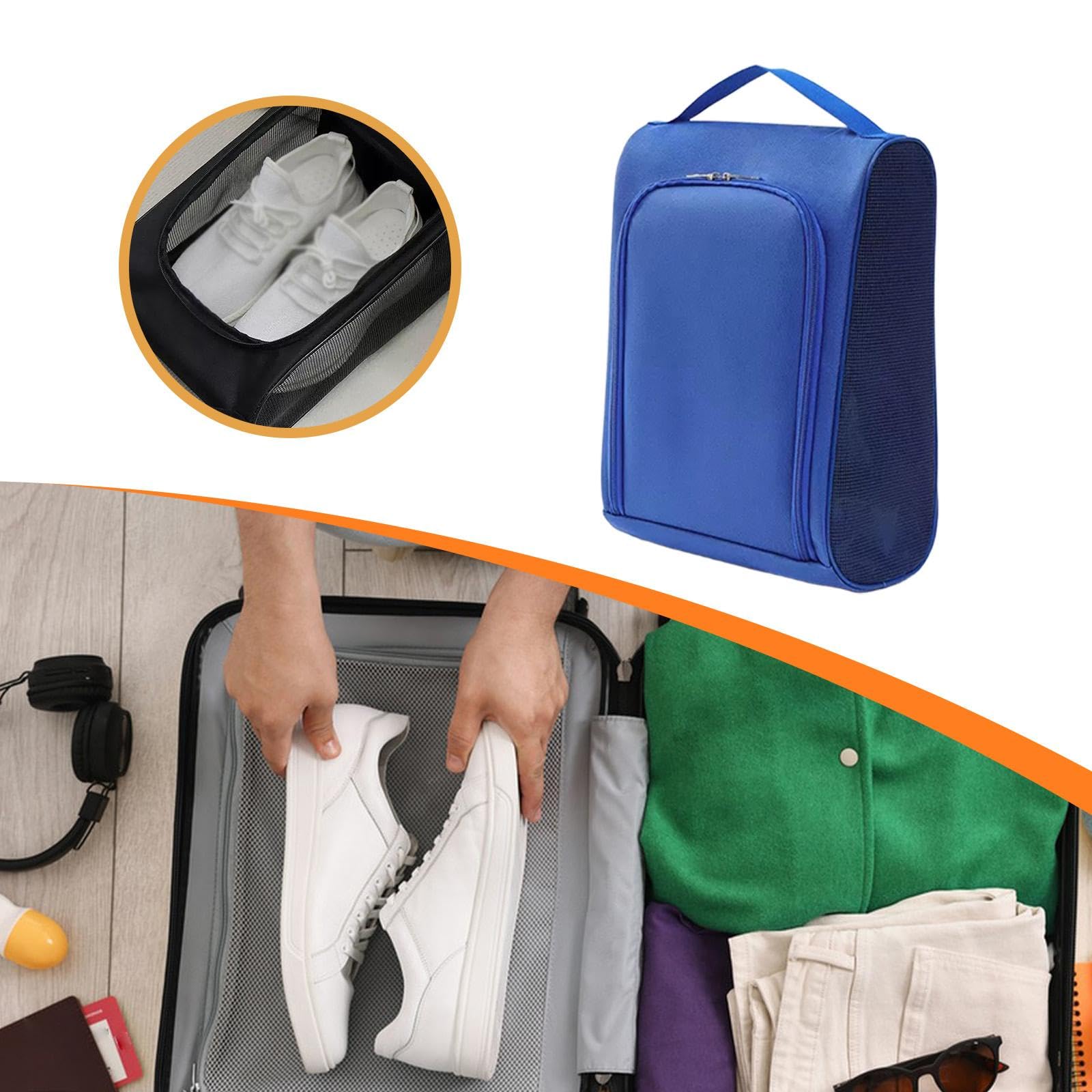 Borsa per Scarpe da Golf, Porta Scarpe Portatile Oxford con Ventilazione, Cerniera E Maniglia Resistente, Adatta per Uomini, Donne, Palestra, Lavoro, Blu