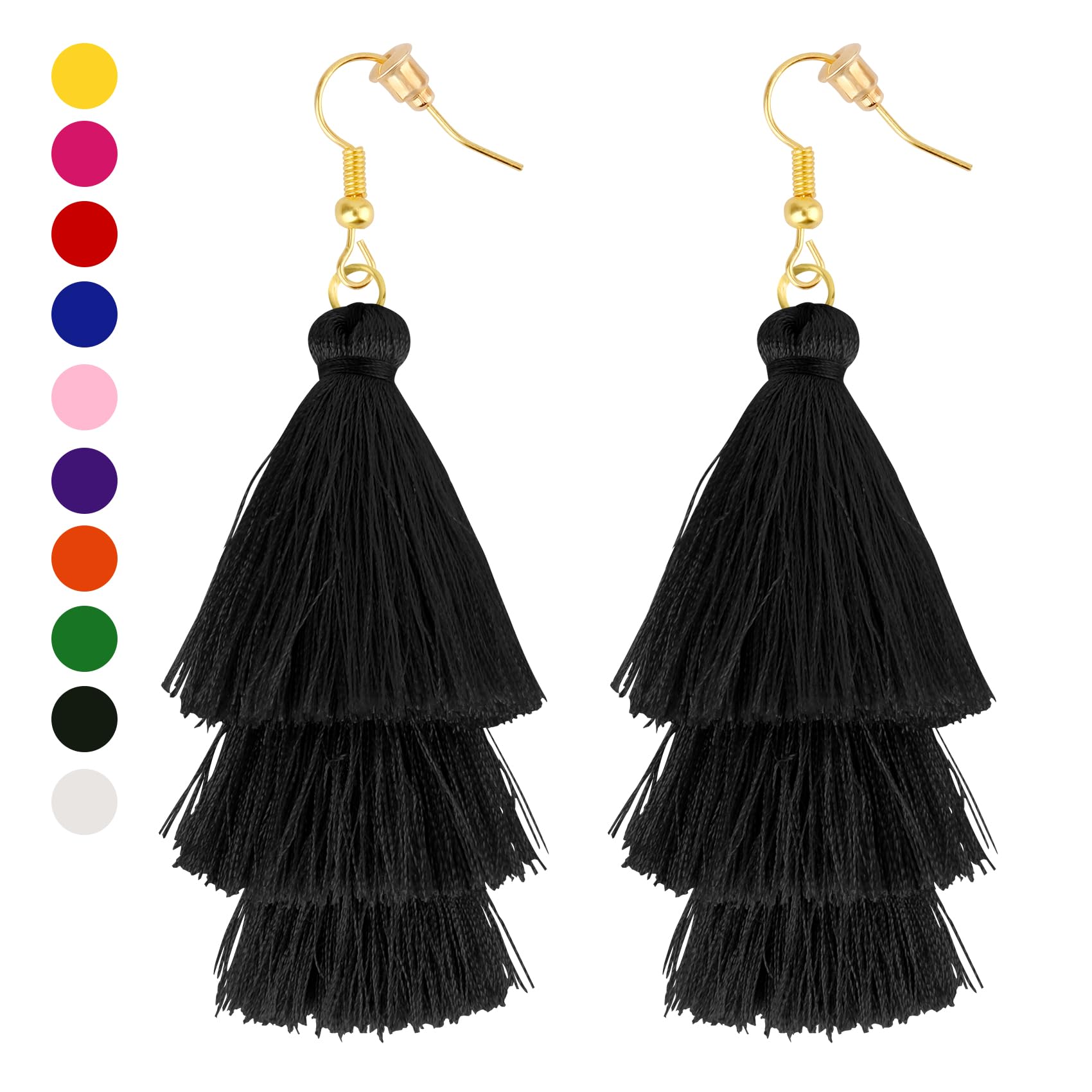 Earrings for Women Dangling, Layered Tassel Earrings Fringe Earrings Bohemian Studs Drop Earrings
