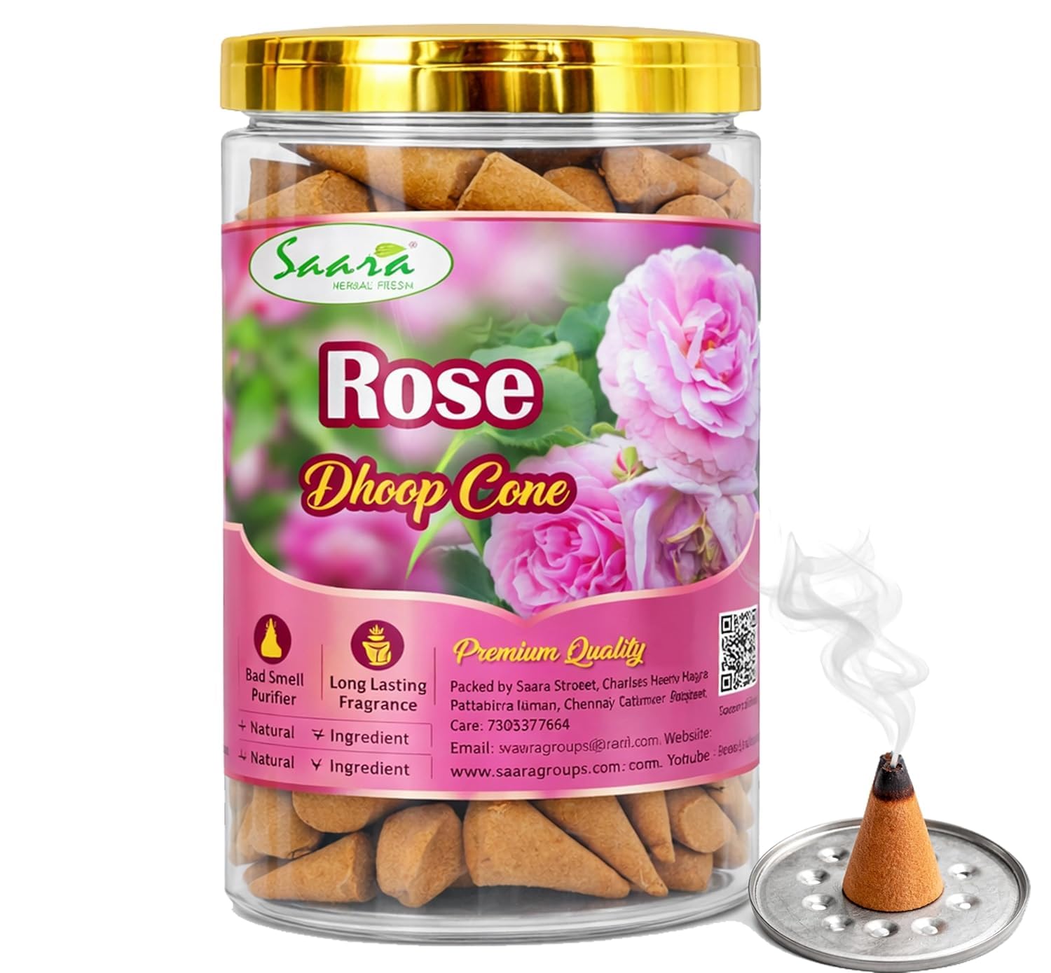 Rose Flower Dhoop Cones | Gulab | Rosa | Floral Scented Incense, 200g-image-18