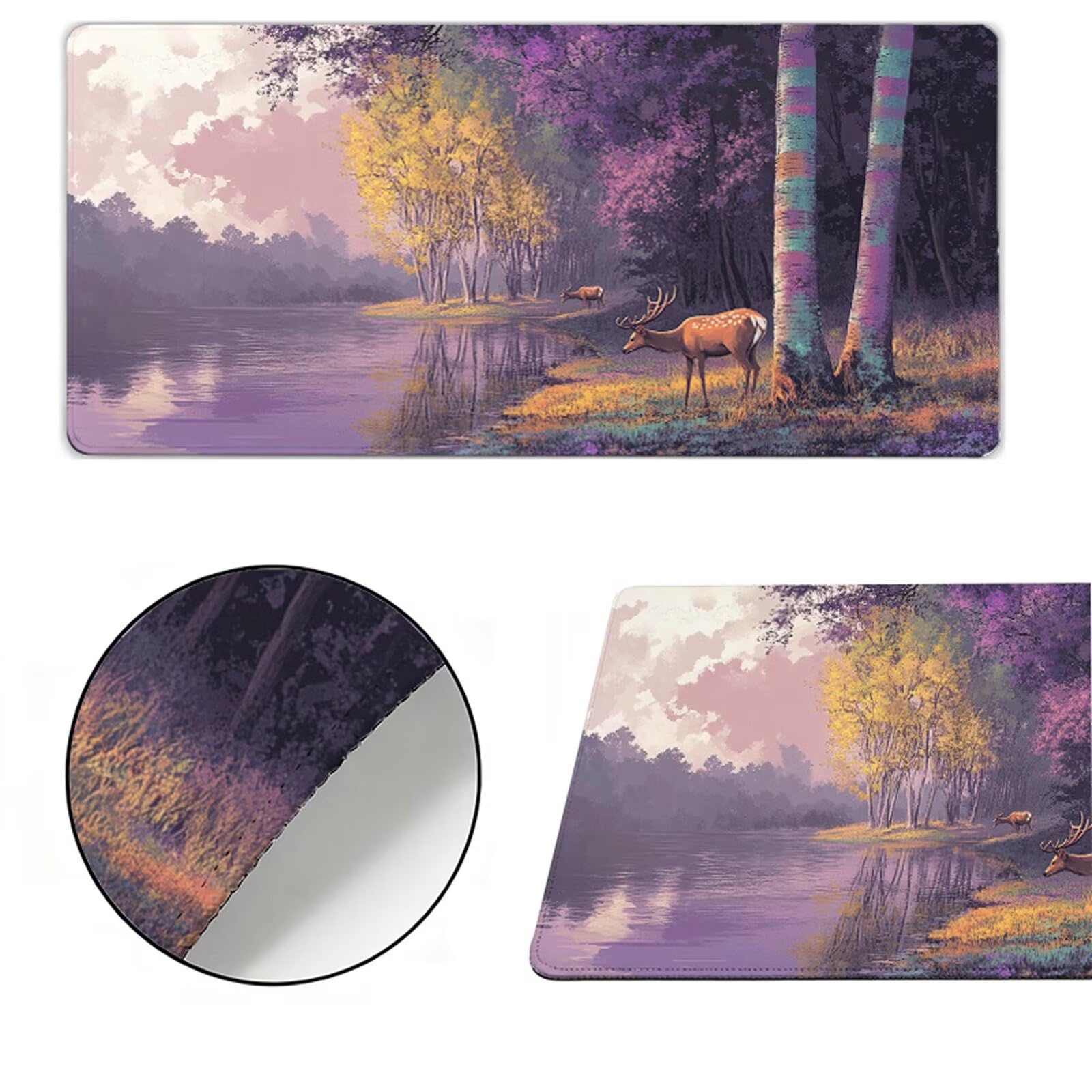 Podkładka pod mysz XXL 1000x500x3mm fioletowa podkładka pod mysz podkładka pod mysz jeleń poprawia precyzję i szybkość, wodoodporne antypoślizgowe, szyte krawędzie, akcesoria do gier, komputer