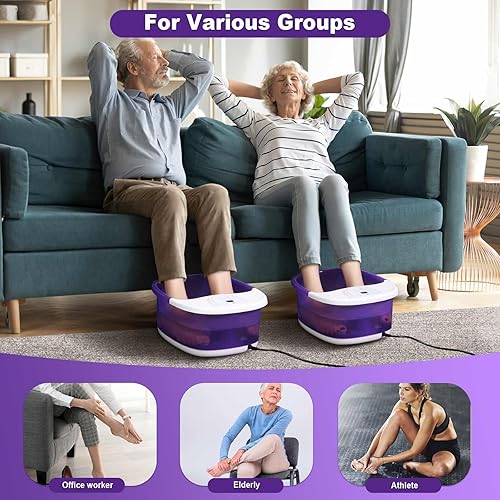 Miniatura 5 de Masajeador de baño de pies con calor 2025 actualizado, vibración, control de temperatura, chorros, burbujas y sal de Epsom, bañera de baño de pies