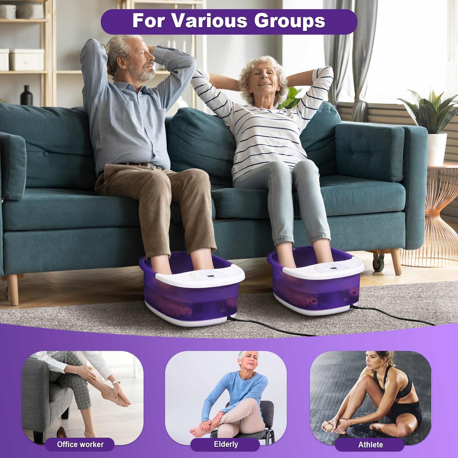 ECARBME Heated Foot Spa Bath Massager with Bubbles and Massage Rollers