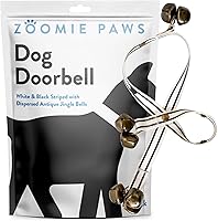 Zoomie Paws Dog Puppy Potty Training Bell Doorbell - Black White Strap, Durable Bells Fit All Doors for Easy House Training