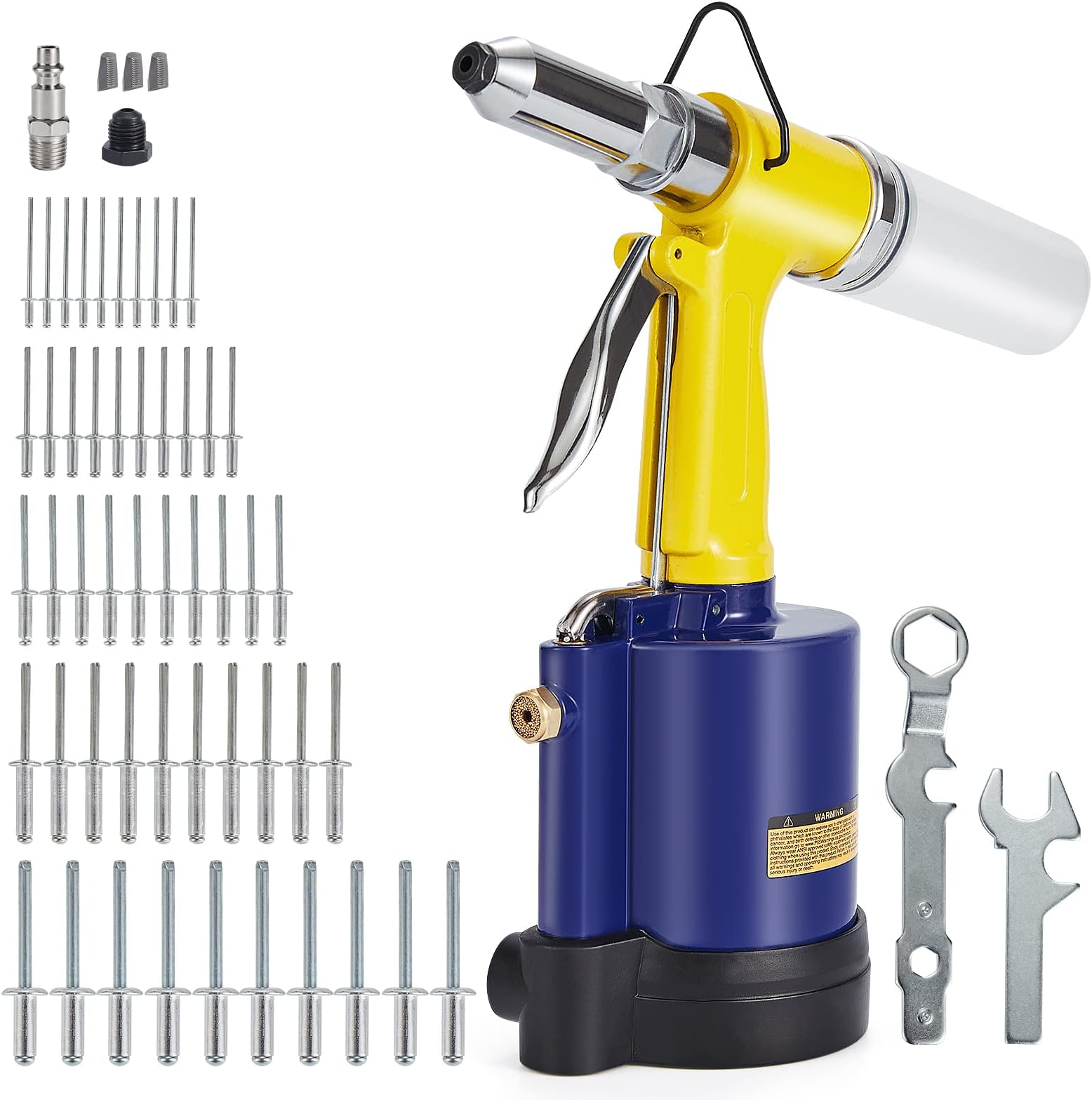 Pneumatic Tool Air Riveter - 3/32", 1/8", 5/32", 3/16" and 1/4" Capacity with 50pcs Open End Blind Rivet (1)
