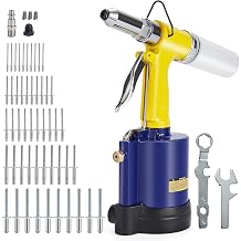 RZX Pneumatic Tool Air Riveter - 3/32", 1/8", 5/32", 3/16" and 1/4" Capacity with 50pcs Open End Blind Rivet 1