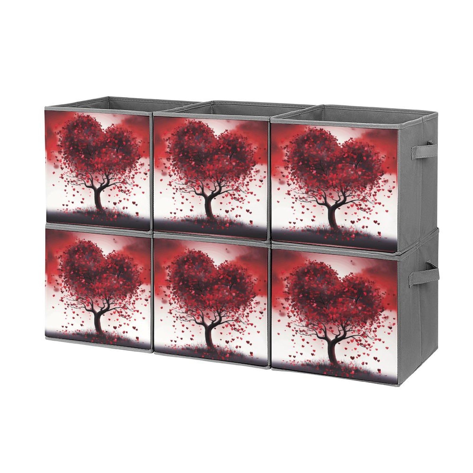 Boîtes de rangement pour linge de maison pliables et empilables au motif chaleureux d'arbre