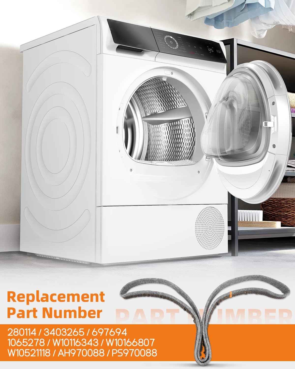 280114 W10116343 W10166807 Dryer Felt Drum Seal Kit Replacement Fit for Whirlpool/Maytag/KitchenAid/Amana/Crosley Dryer Parts Replace 697694 W10521118 3403265