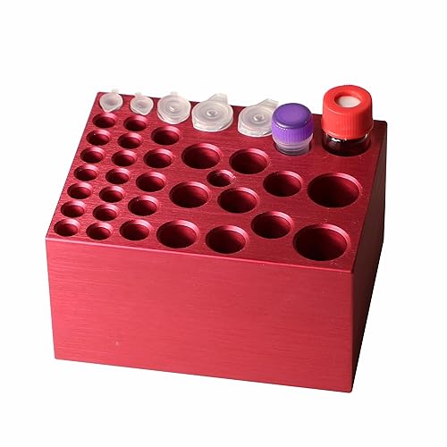 Bloque de calentamiento de baño seco de aluminio – 2.9 in x 3.7 in – Se adapta a los principales calentadores de baño seco – Capacidad para viales