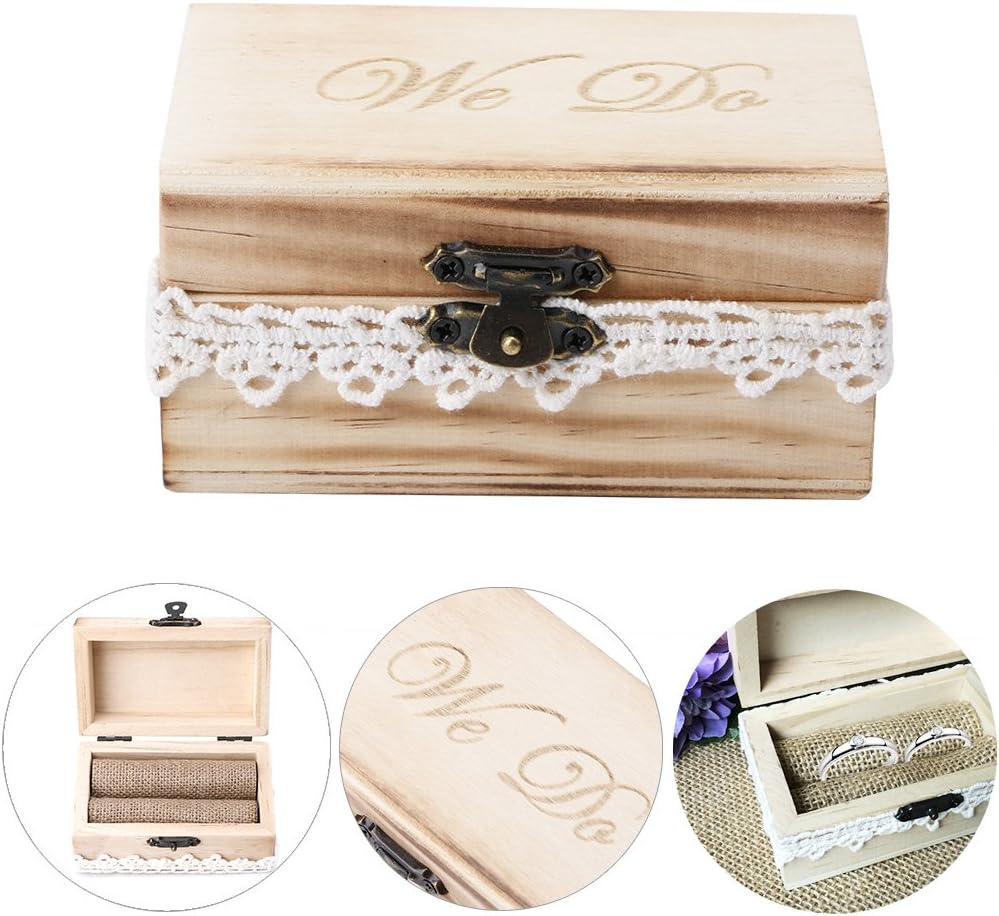UKnows Wood We Do Engagement Wedding Ring Display Storage Box Show Case Organiser Holder