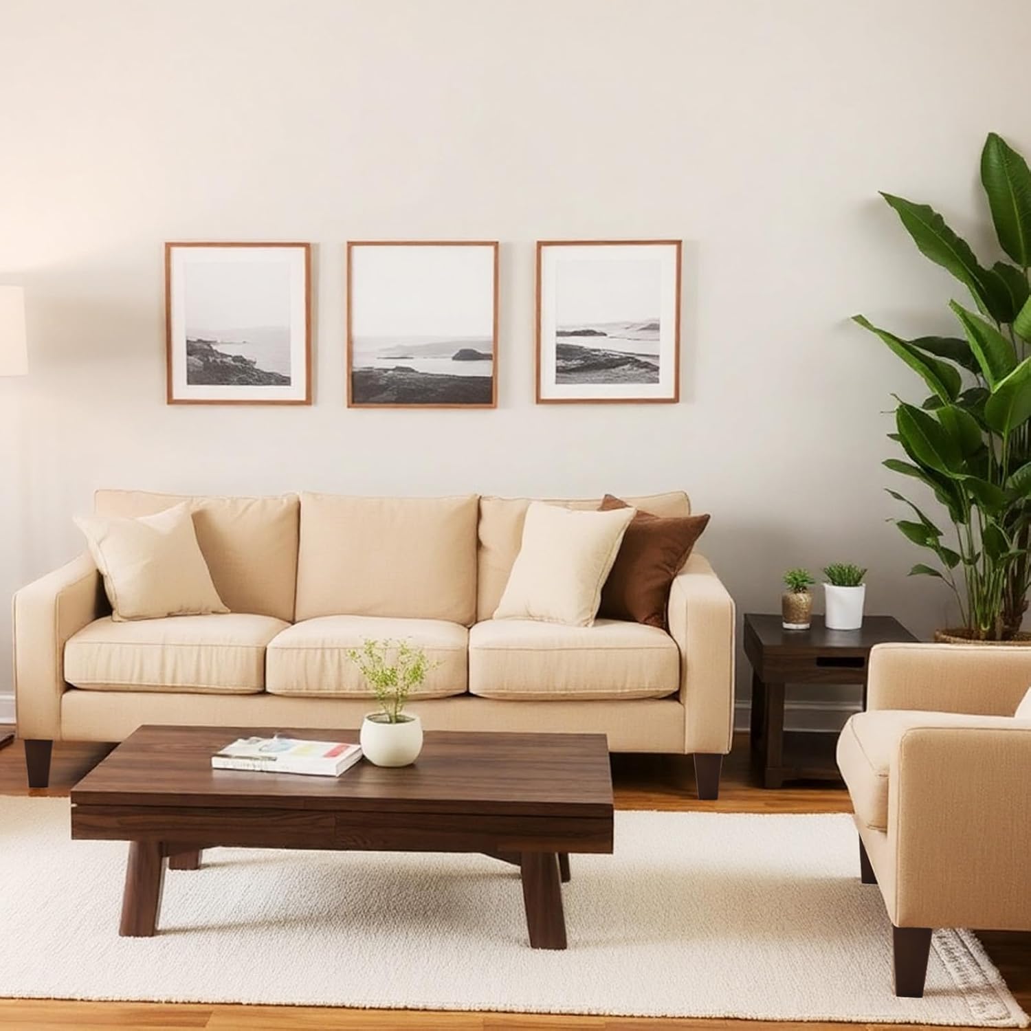 Kigley Set of 12 Wood Furniture Legs 4 Inch Sofa Leg Solid Square Couch Feet Mid-Century Bed Legs Replacement for Sofa Armchair Recliner Coffee Table Dresser (Burlywood)(Brown)