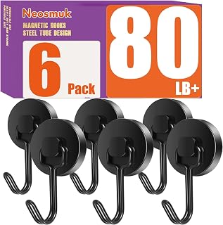 Neosmuk Magnetic Hooks, Cruise Ship Essentials, 80lb+ Swing Swivel Heavy Duty Magnetic Hooks for Cruise Cabins, Refrigerator, Grill, Hanging, and Travel,Extra Strong Must-Haves, Black.