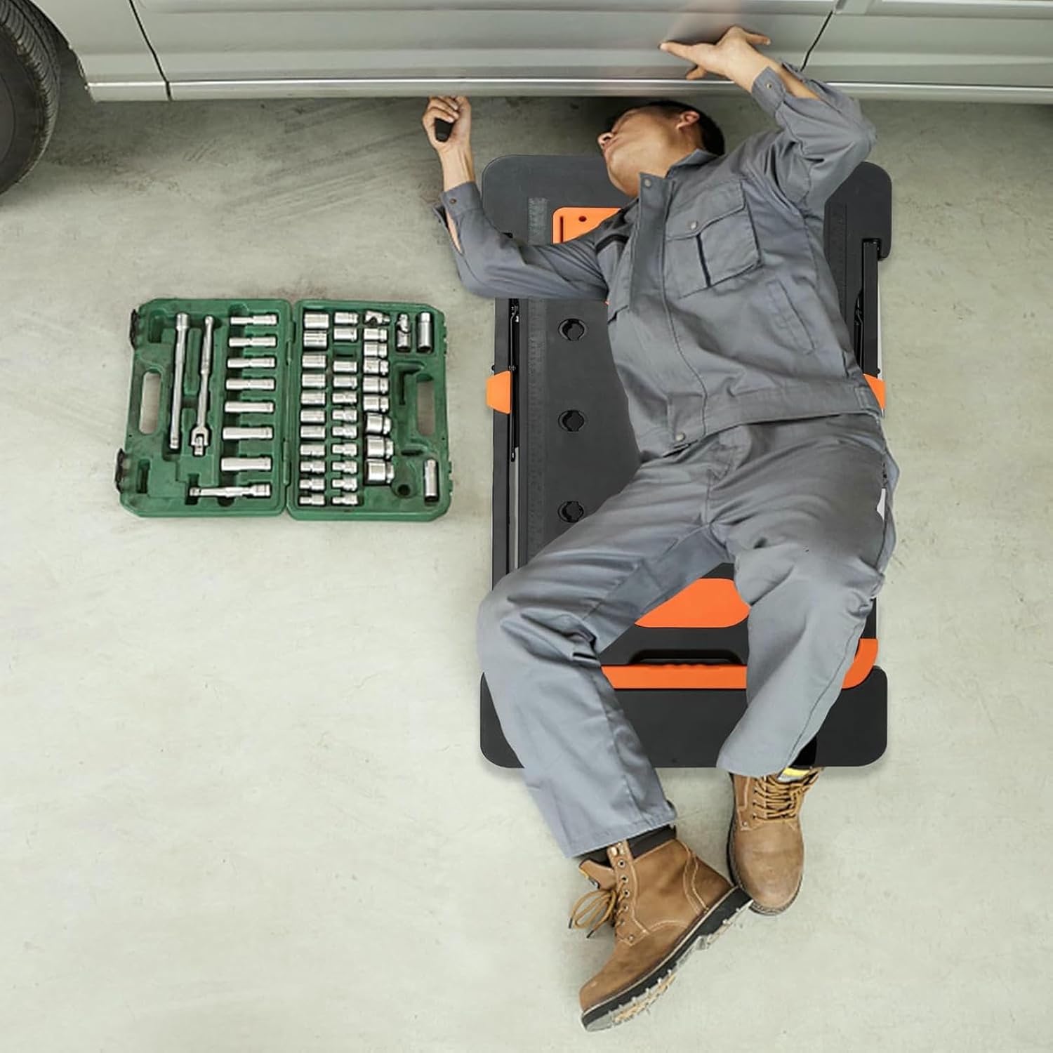 Capacity Heavy Duty Folding Work Table - Large Anti-Slip Feet for Wide, Stable Landing on Any Job Site Surface, Durable Alloy Steel Build