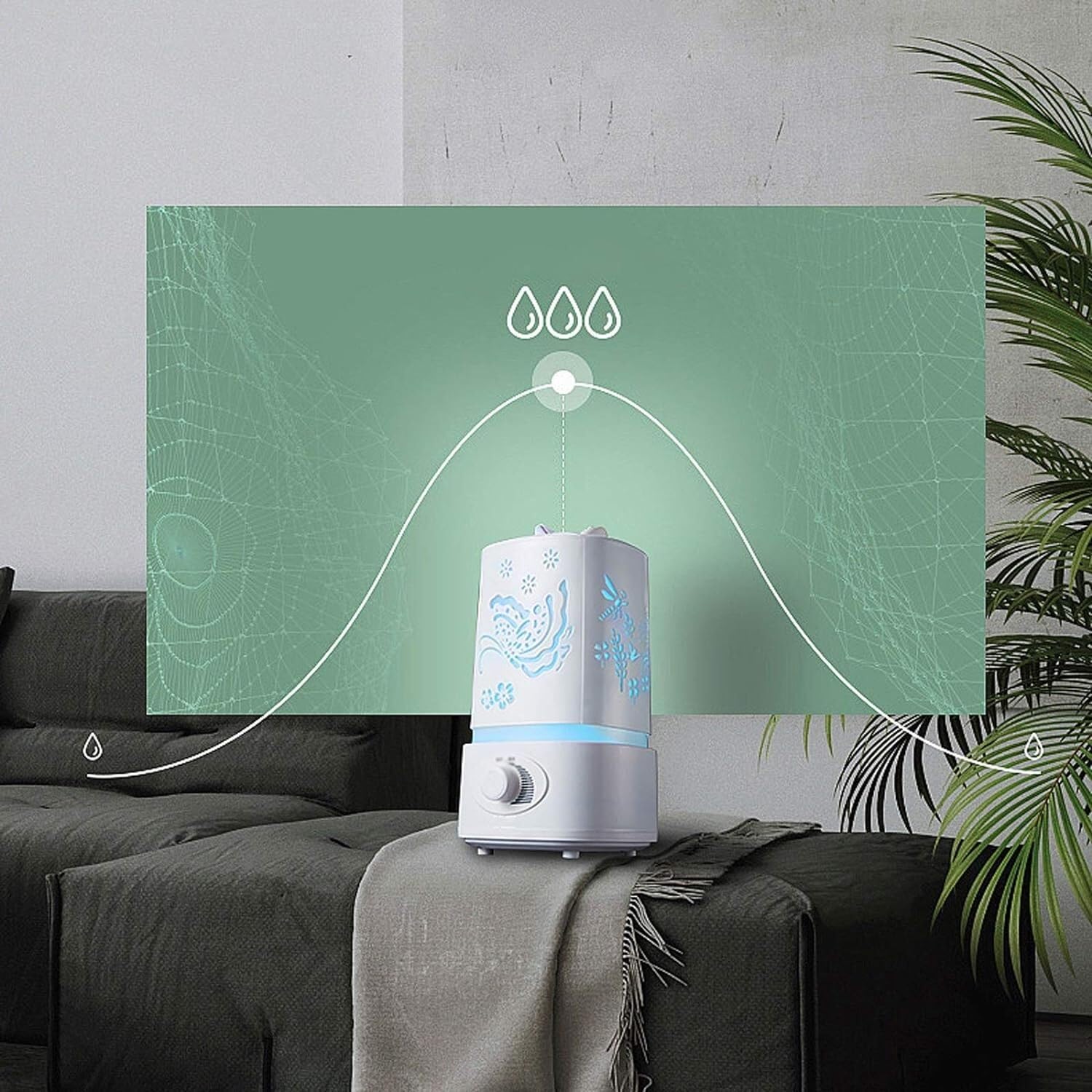 Humidificador de escritorio Humidificadores Humidificador ultrasónico, humidificadores de aire silenciosos de 1,5 l con luz nocturna, apagado automático sin agua, for dormitorio, habitación de bebé, o