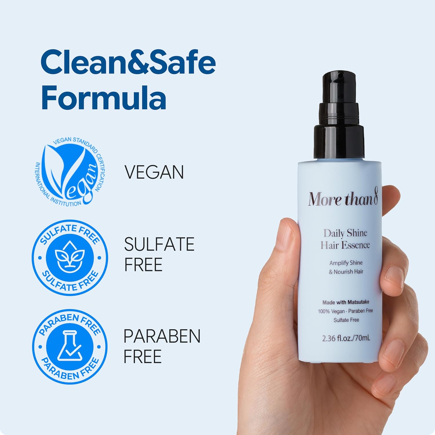 Korean Daily Shine Hair Essence with Matsutake Mushroom Vegan, Paraben, Sulfate Free – 2.36Oz