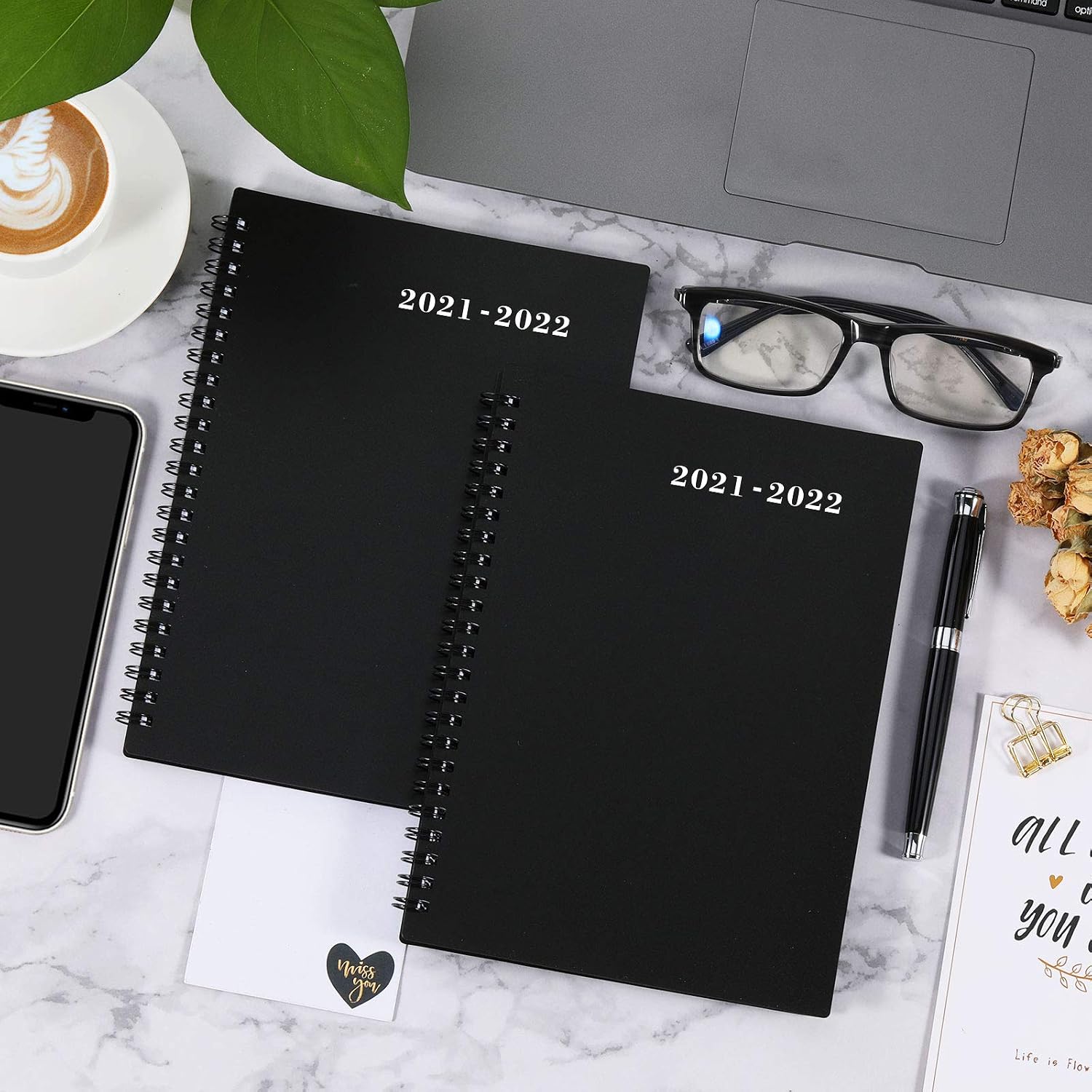 2022 Monthly Planner - 18-Month Planner with Tabs & Pocket, Contacts and Passwords, 6.3" x 8.4", Thick Paper, Jul. 2021- Dec. 2022, Twin-Wire Binding - Black by Artfan