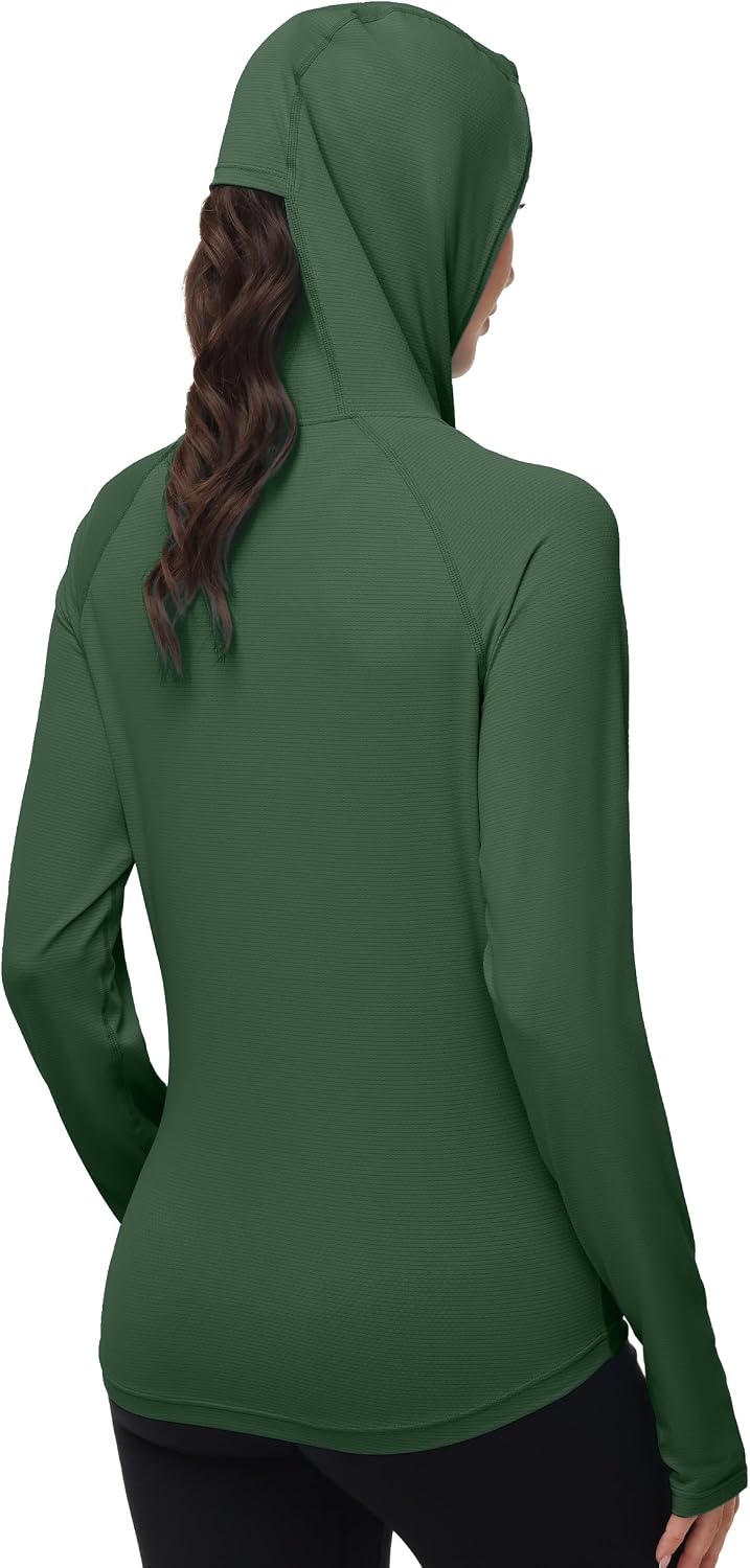 Roadbox Women’s Sun Protection Hoodie Jacket, UPF 50+ SPF Lightweight Long Sleeve Full Zip Workout Shirts